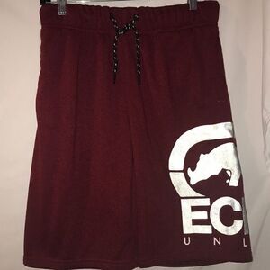 Ecko Unlimited Men's Elastic Waist Drawstring Red Gray Streetwear Shorts Size S
